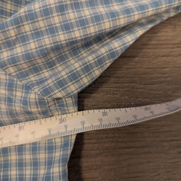 Men's Club Monaco Blue Checkered Button-Up - Picture 6 of 7